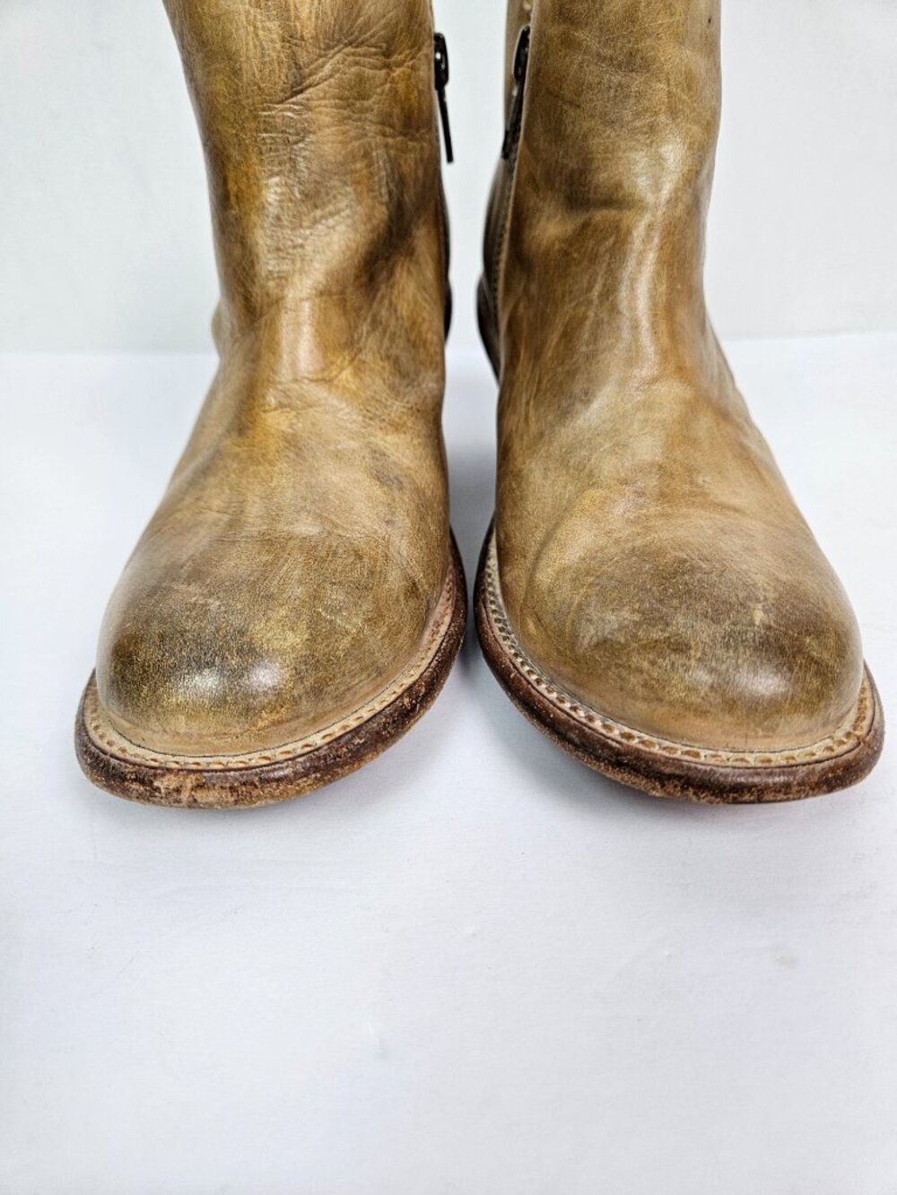 BED | STU Sonic Cobbler Series Distressed Tan Leather Ankle Boot 6 - Picture 5 of 13